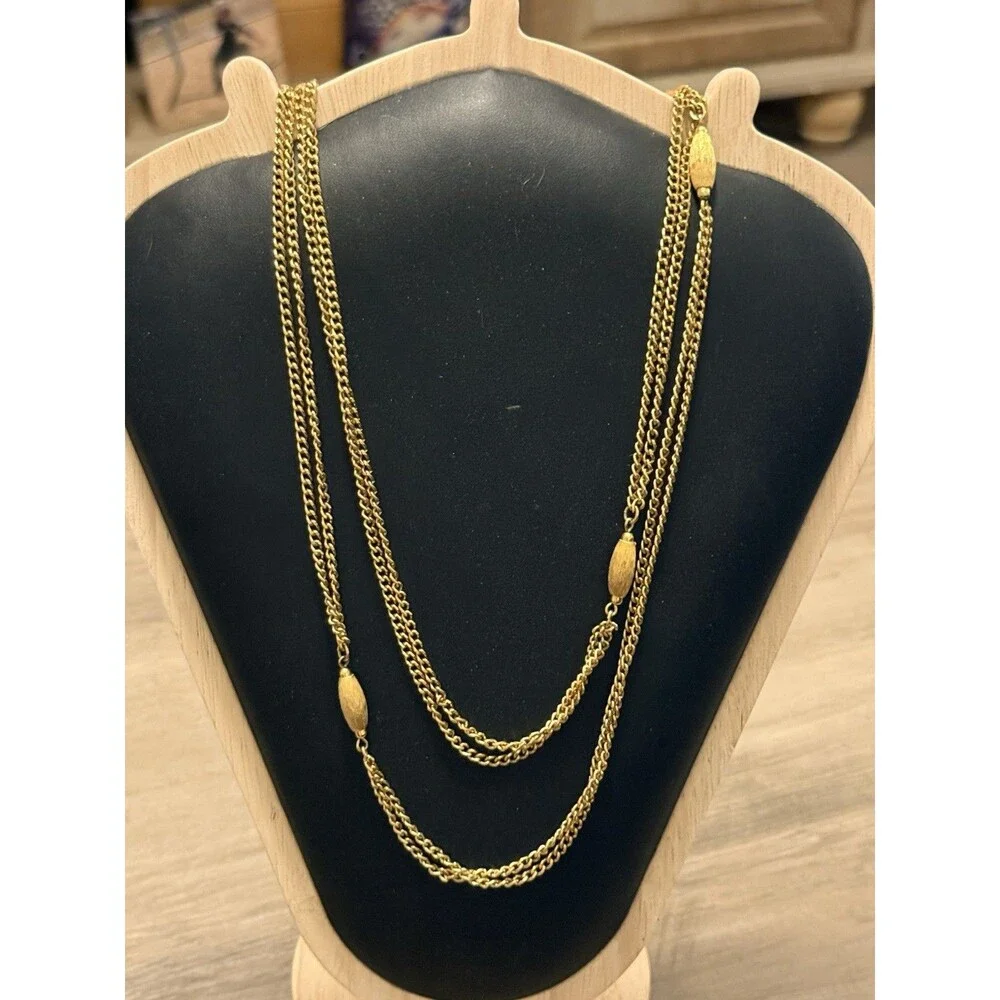 Vintage MONET Gold Tone Chain Necklace 58'' Long